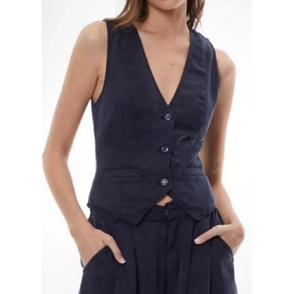 YFB Young Fabulous & Broke Veda Womens Size Large Navy Blue Lyocell Vest Top NWT